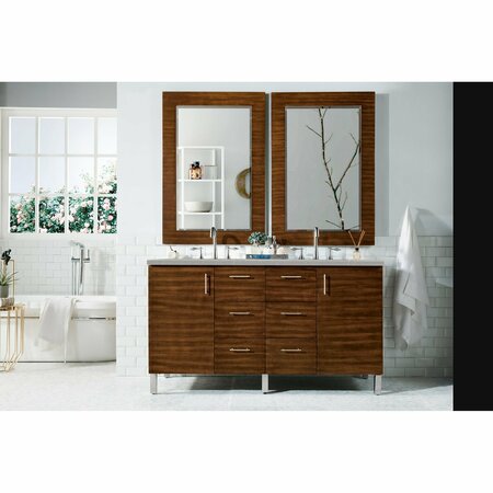 James Martin Vanities Metropolitan 60in Double Vanity, American Walnut w/ 3 CM Eternal Serena Quartz Top 850-V60D-AWT-3ESR